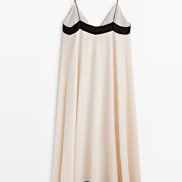 RARE MASSIMO DUTTI STRAPPY DRESS WITH CONTRAST V- NECK - Picture 2 of 2